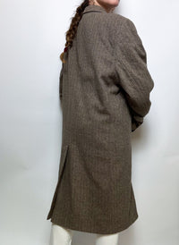 Vintage taupefarbener Wollmantel L/XL 