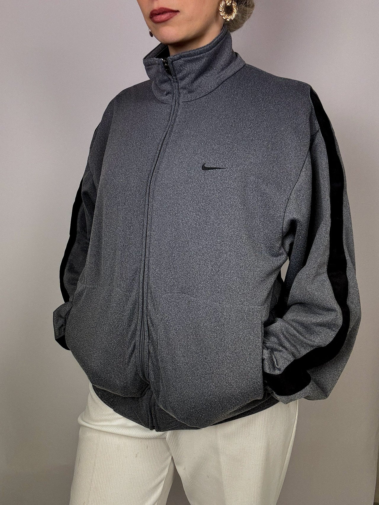 Pull à zip Nike gris et noir