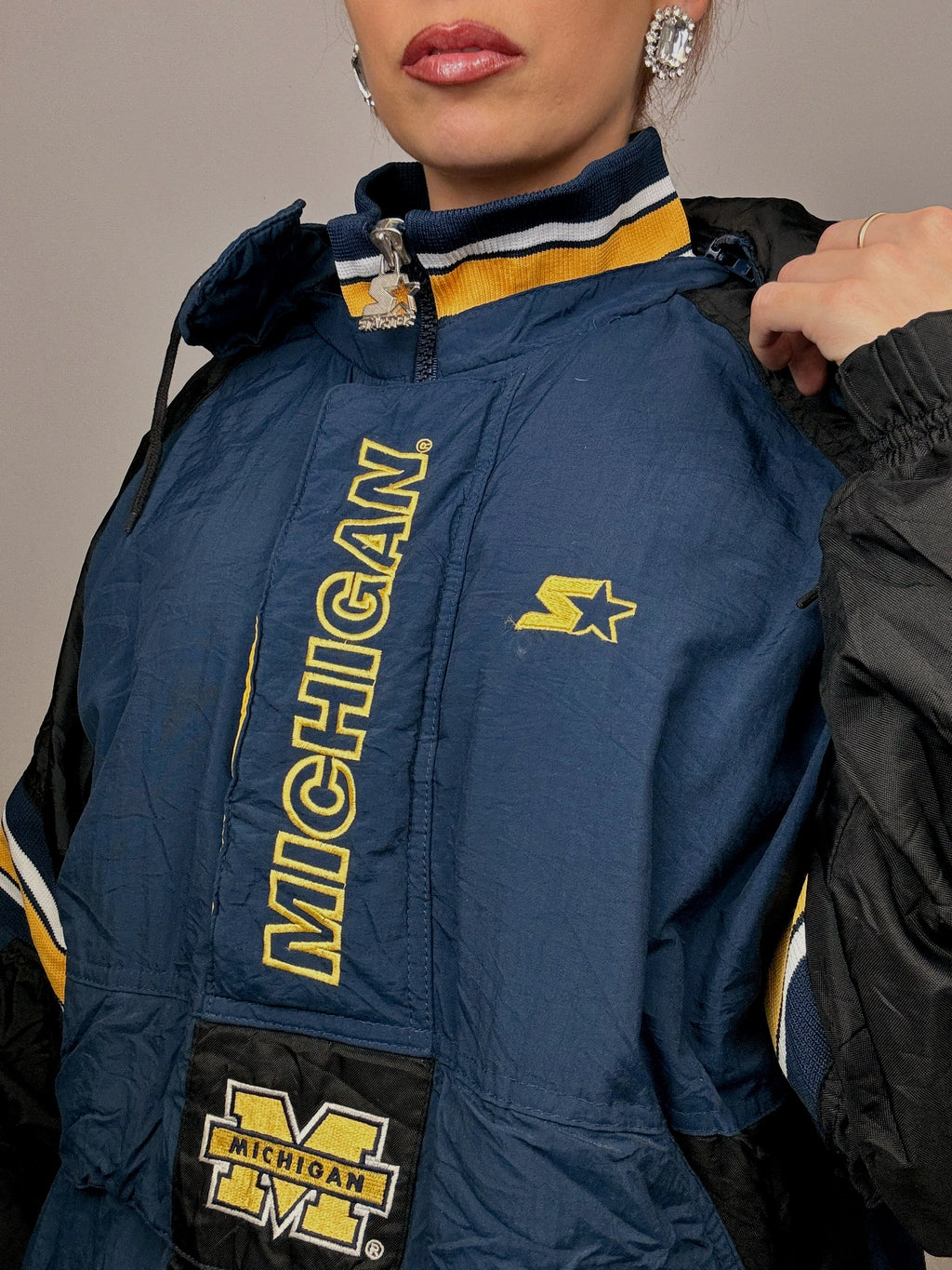 Vintage Michigan Jacke schwarz/blau L