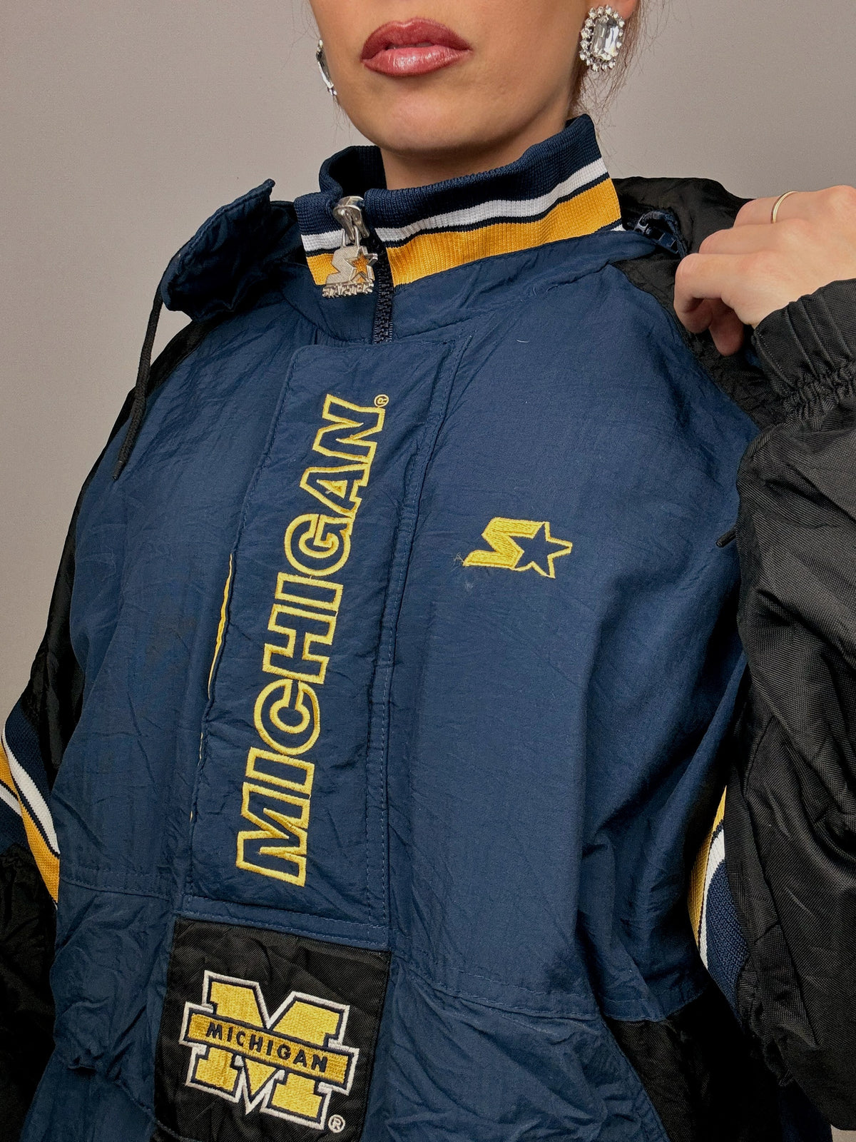Vintage Michigan Jacke schwarz/blau L