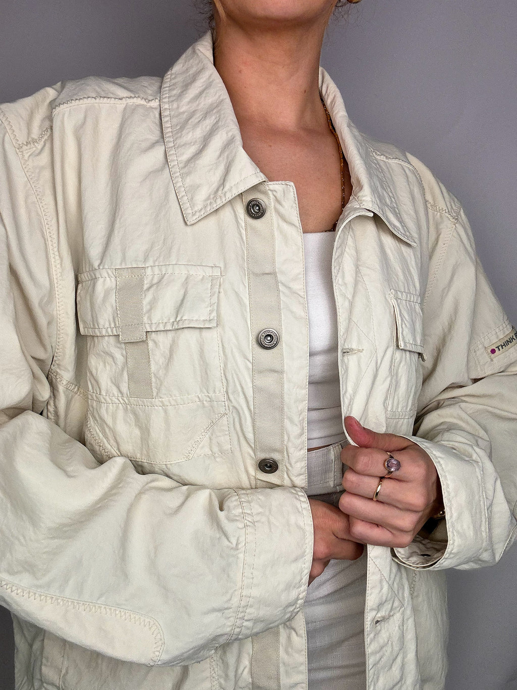 Vintage cremefarbene Jacke