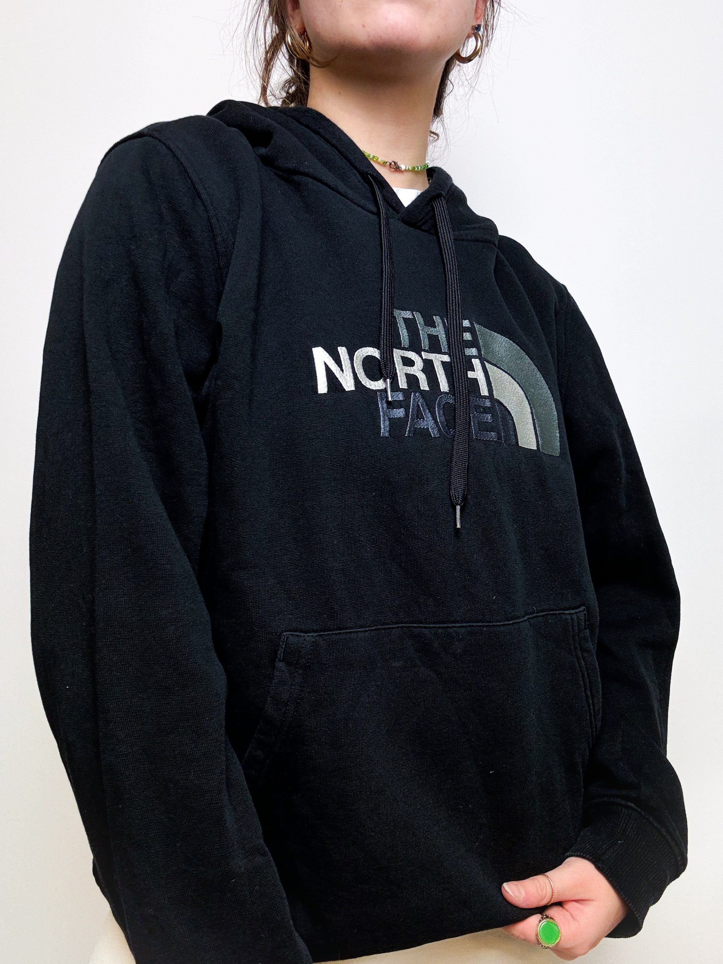 North Face vintage black hooded sweater M