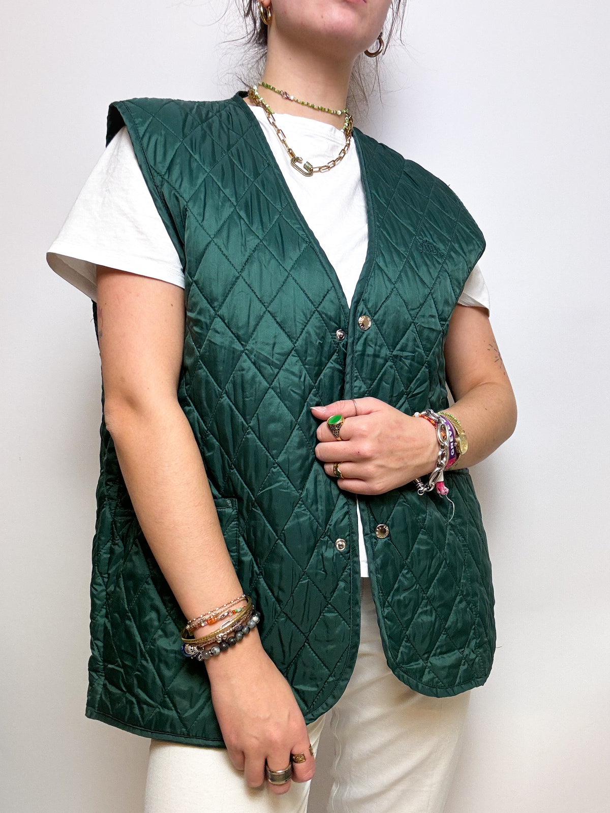Gilet matelassée vert vintage L