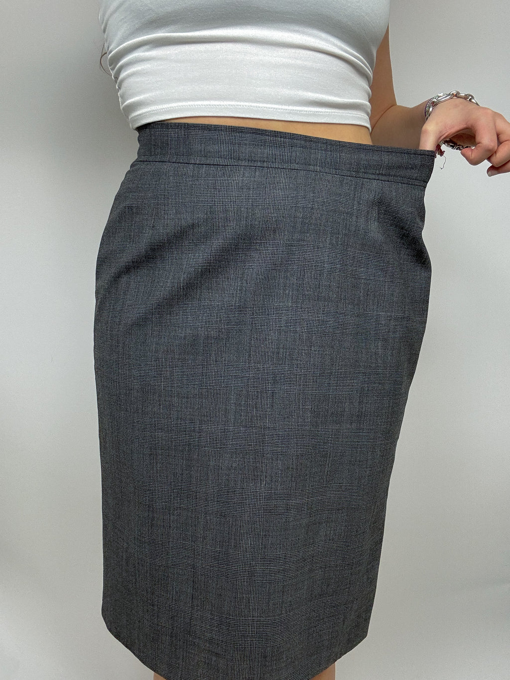 Jupe midi avec fente sur le côté vintage grise M/L