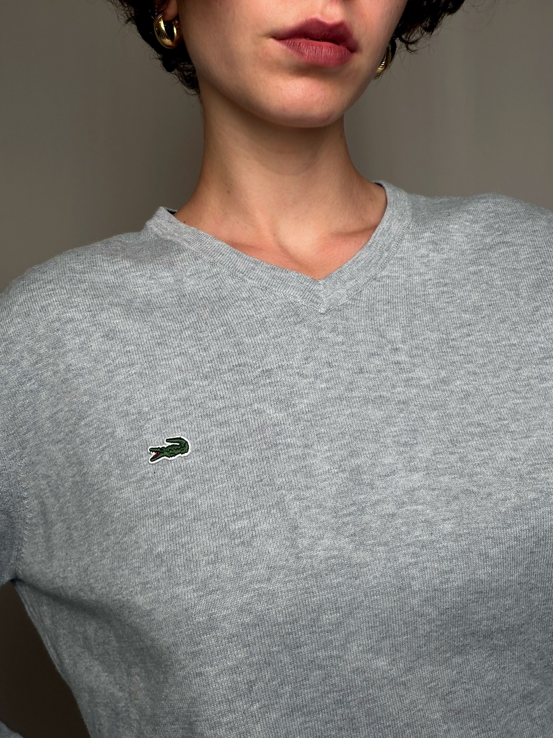 Pull Gris Lacoste L vintage