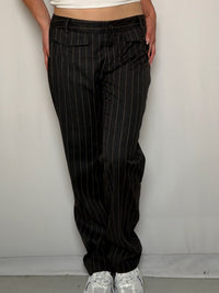Pantalon brun rayé Benetton M vintage