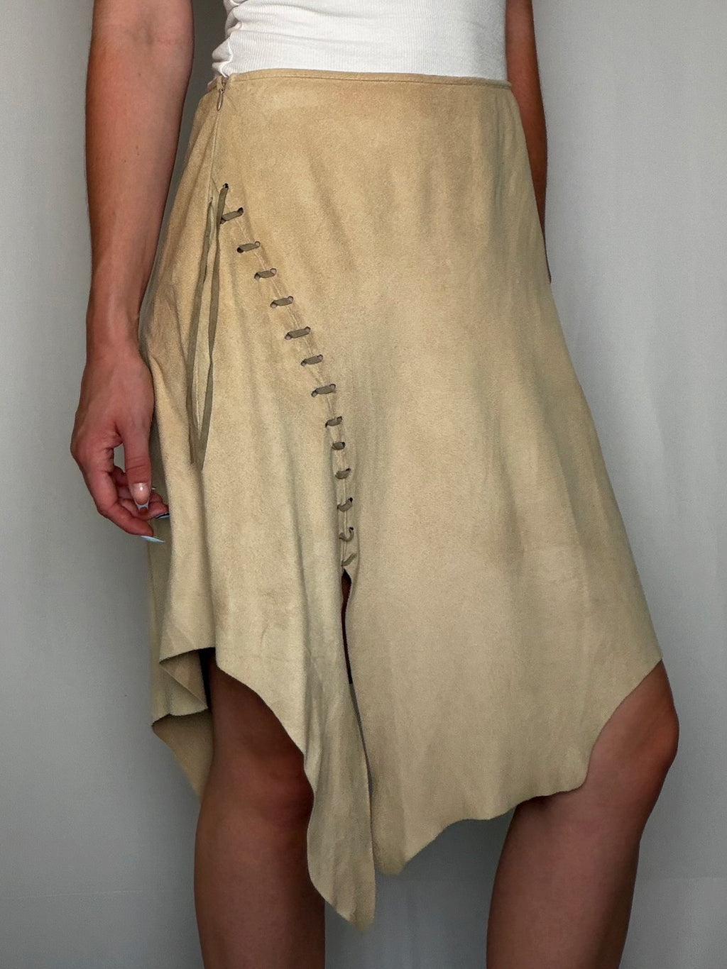 Jupe effet daim Beige S/M vintage