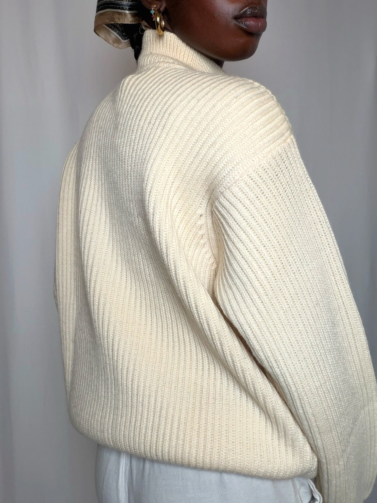 Cardigan à zip Écru Marina Yachting L vintage