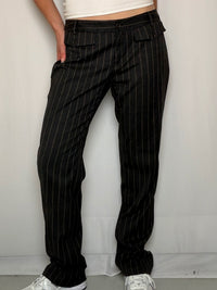 Pantalon brun rayé Benetton M vintage