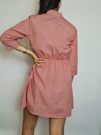 Robe vintage Gingham rouge et blanche S/M