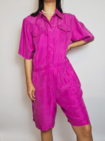 Fuchsia Pure Silk Playsuit L/XL