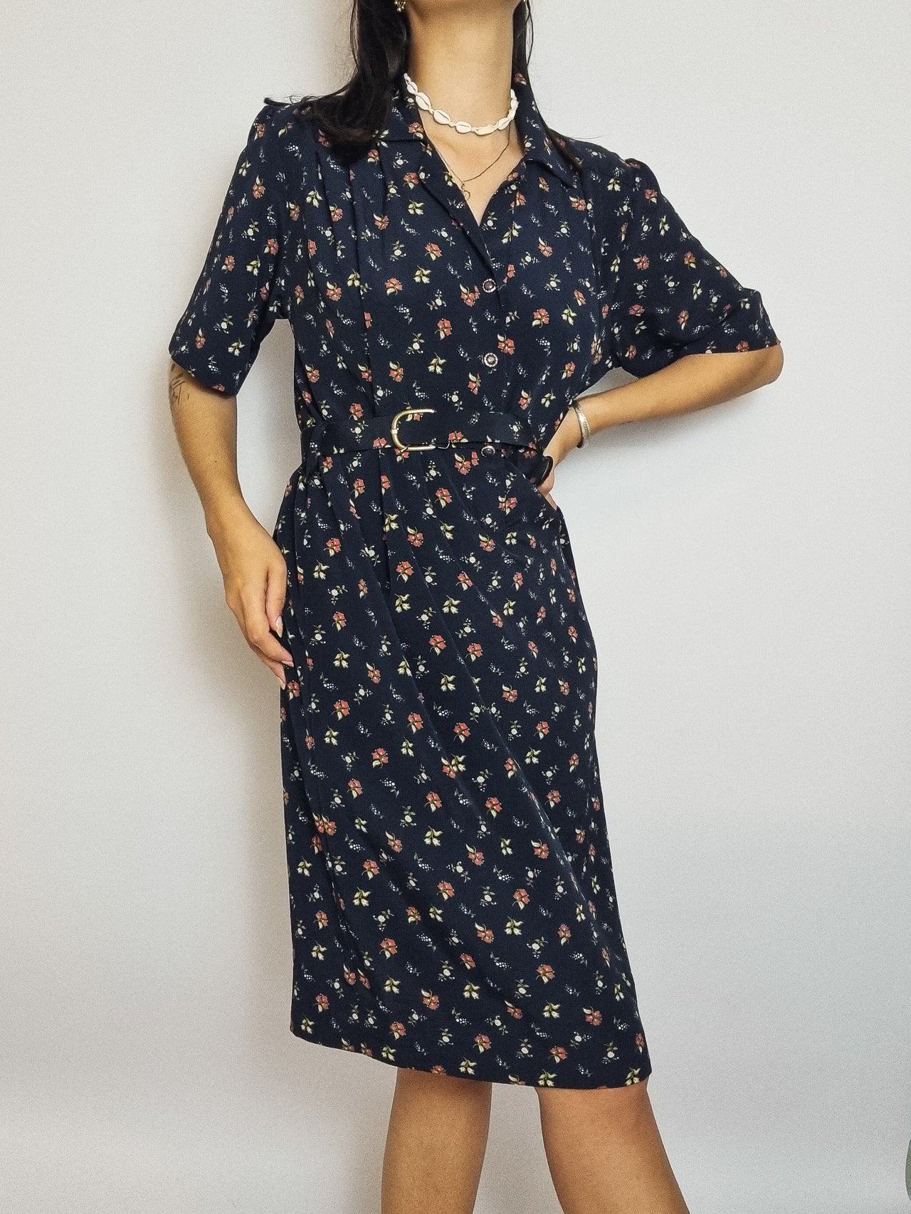 Robe à Fleurs avec Ceinture M/L