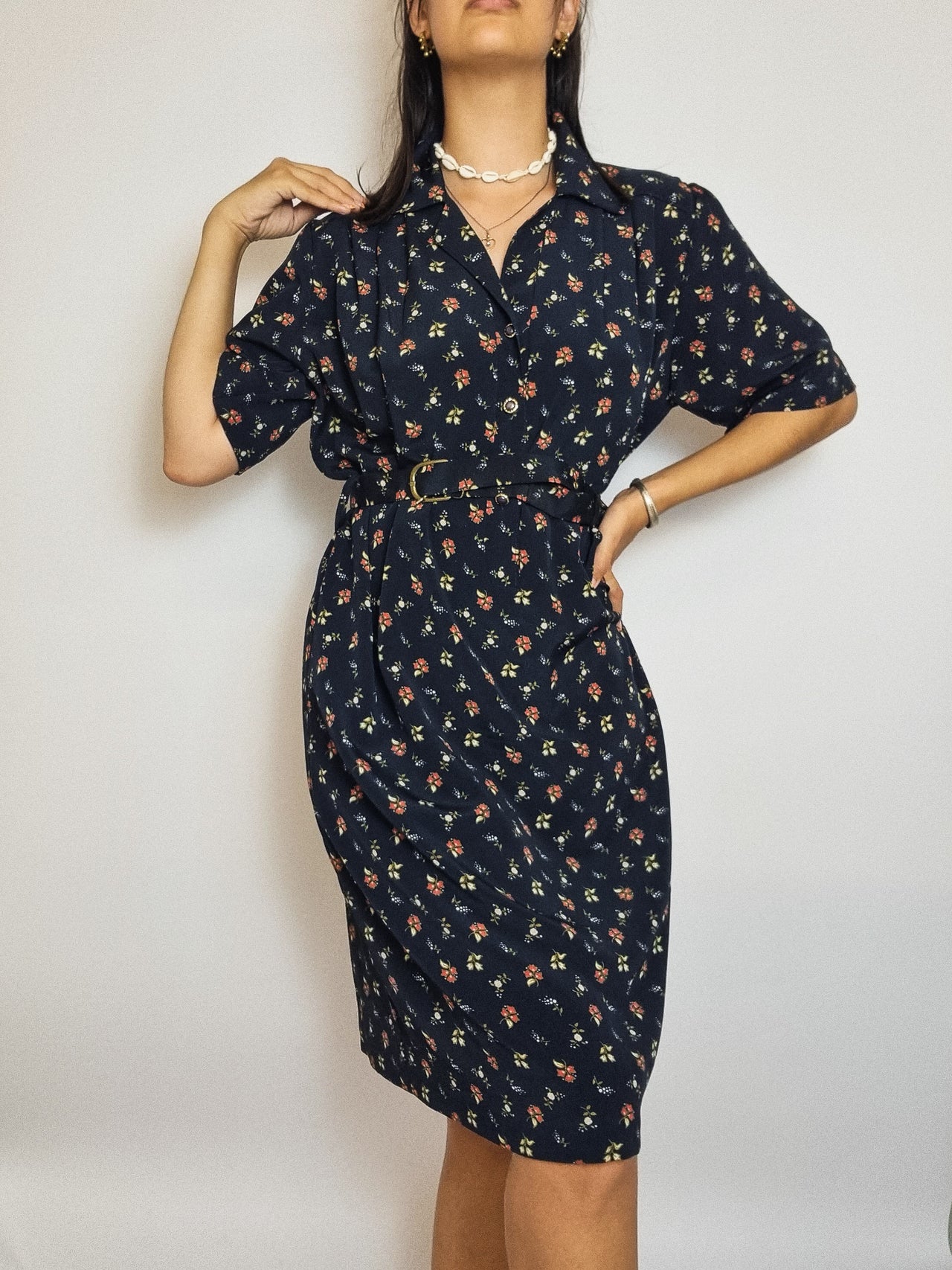 Robe à Fleurs avec Ceinture M/L