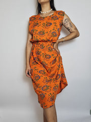 Robe à motif Orange Vintage S/M