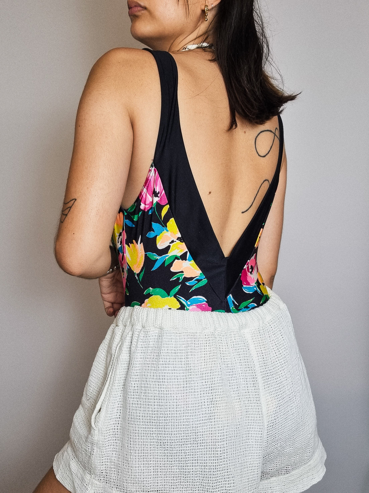 Maillot de bain vintage une pièce à fleurs M