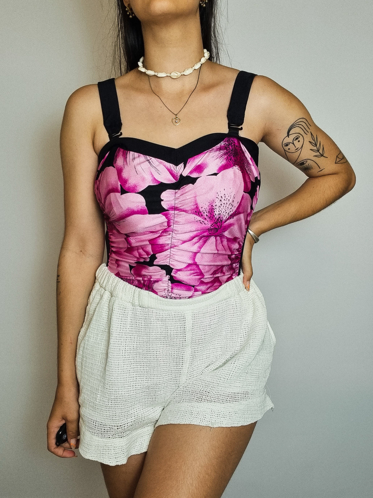 Maillot de bain vintage une pièce rose M