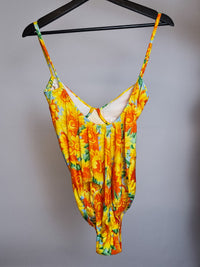 Vintage einteiliger Badeanzug Sonnenblumen S/M