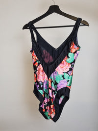 Einteiliger Vintage-Badeanzug mit Blumenmuster S/M