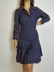 Robe vintage bleue à fleurs S