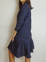 Robe vintage bleue à fleurs S