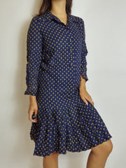 Robe vintage bleue à fleurs S
