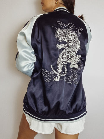 Veste Bomber brodée au dos vintage L