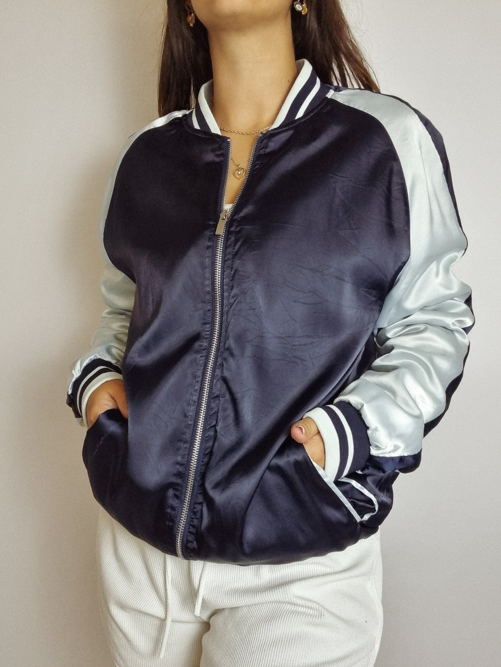 Veste Bomber brodée au dos vintage L