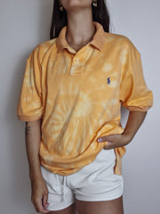 Lacoste L white striped mauve polo shirt