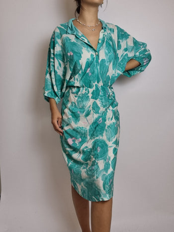 Robe 100% soie vintage M/L