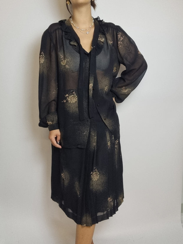 Ensemble Chemisier et Jupe Vintage S/M