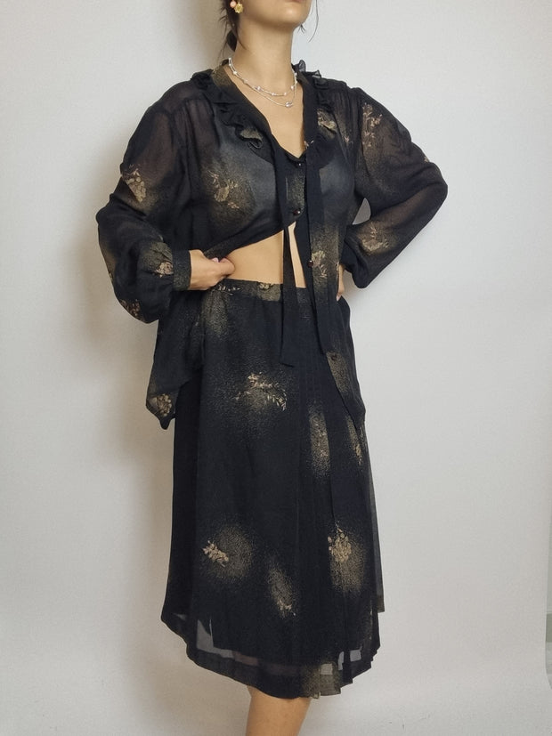 Ensemble Chemisier et Jupe Vintage S/M