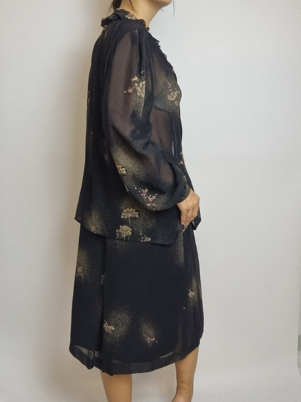Ensemble Chemisier et Jupe Vintage S/M