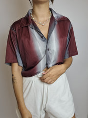 Chemisier gris et rouge vintage S/M