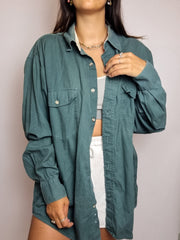 Chemise vintage verte à poches M/L