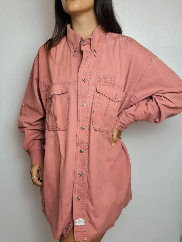 Chemise Camel vintage rose à poches L
