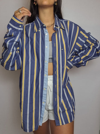 Vintage blue striped shirt L