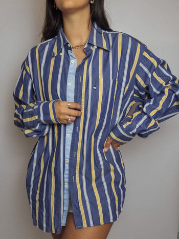 Vintage blue striped shirt L