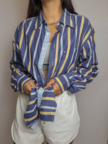 Vintage blue striped shirt L