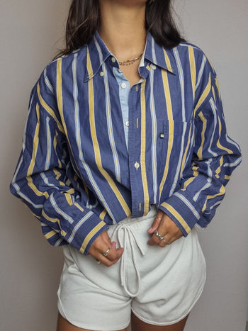 Vintage blue striped shirt L