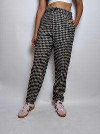 Vintage Pied de Poule-Hose aus Seide und Wolle S/M 