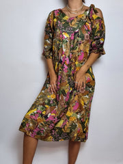 Robe à motifs tropical vintage L