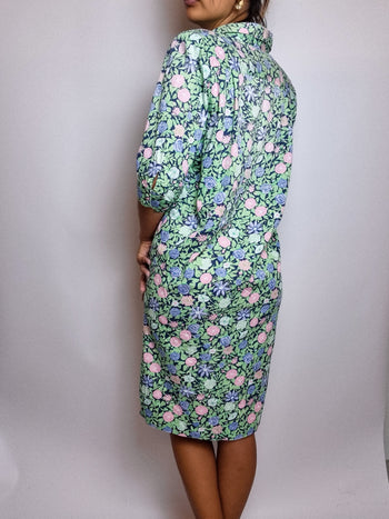 Robe à fleurs pastel midi vintage L