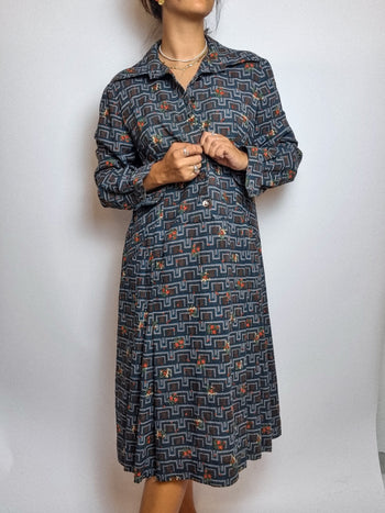 Robe à motifs midi vintage L