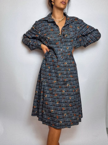 Robe à motifs midi vintage L