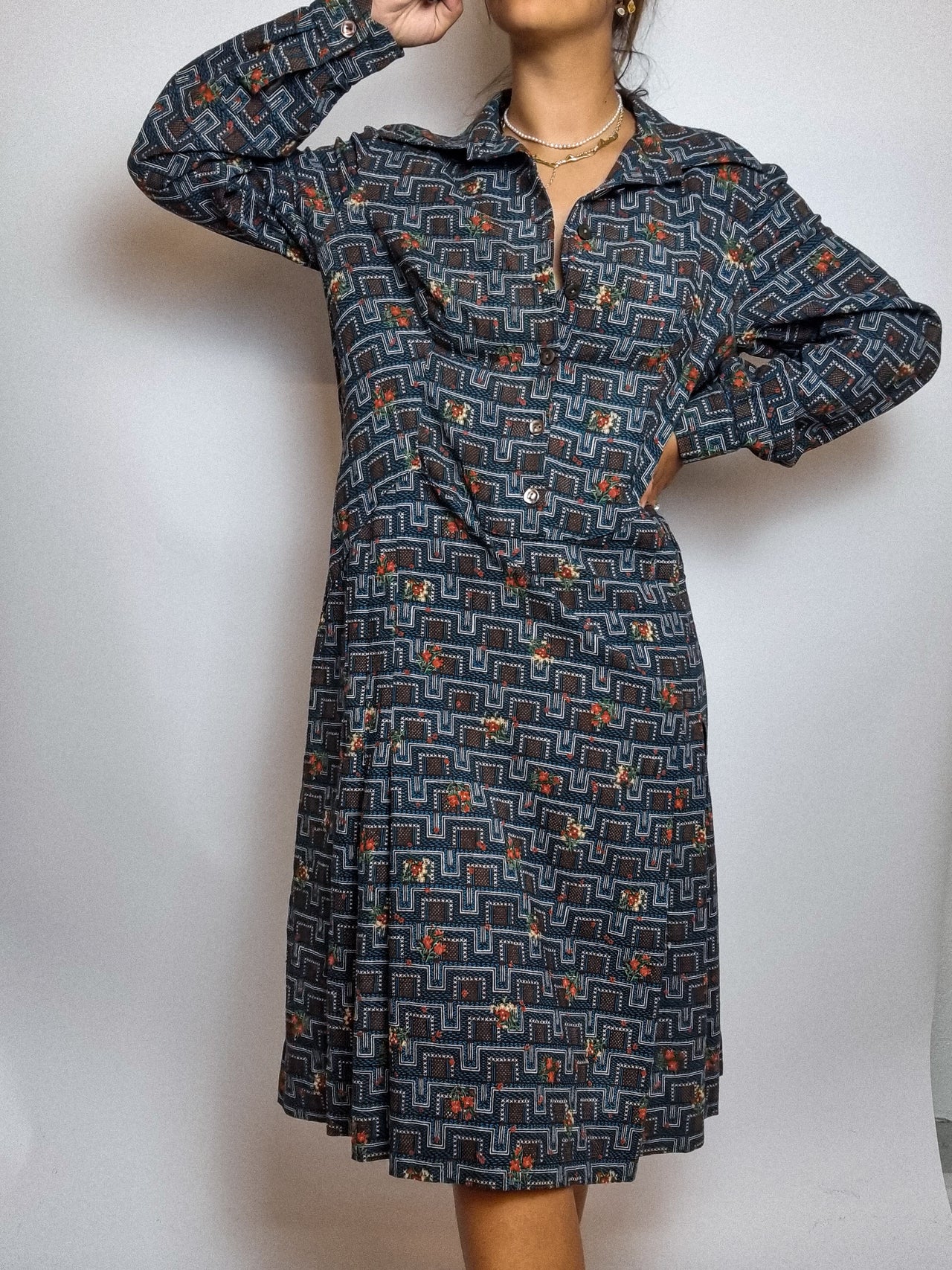 Robe à motifs midi vintage L