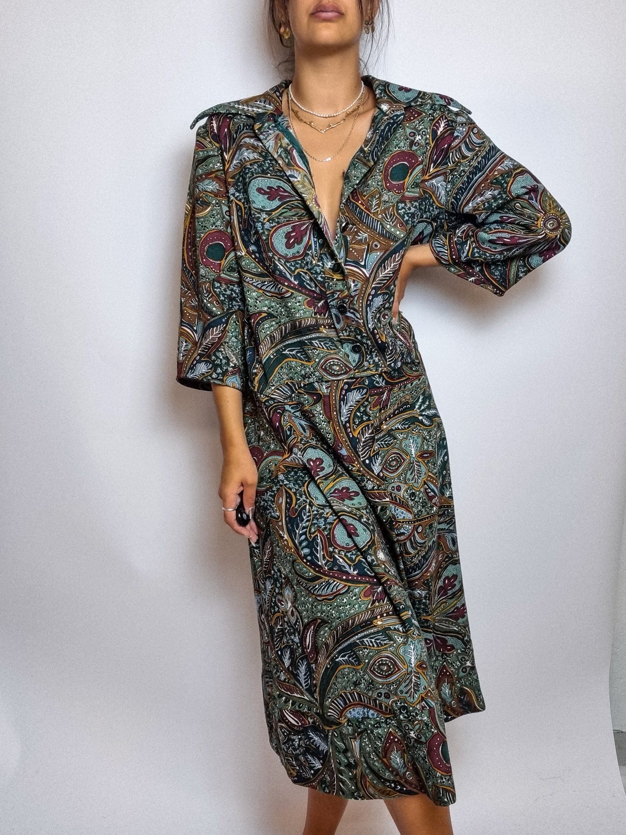 Robe à motifs midi vintage L