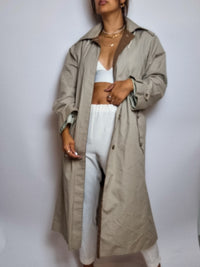 Lined trench coat with hood vintage beige M/L 