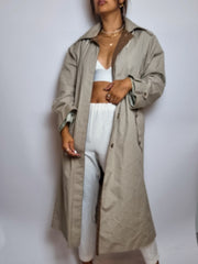 Trench coat doublé avec capuche vintage beige M/L