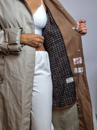 Lined trench coat with hood vintage beige M/L 