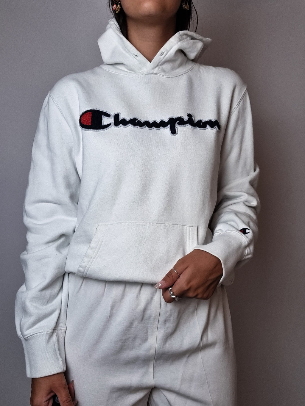 White hooded sweater Champion S/M 